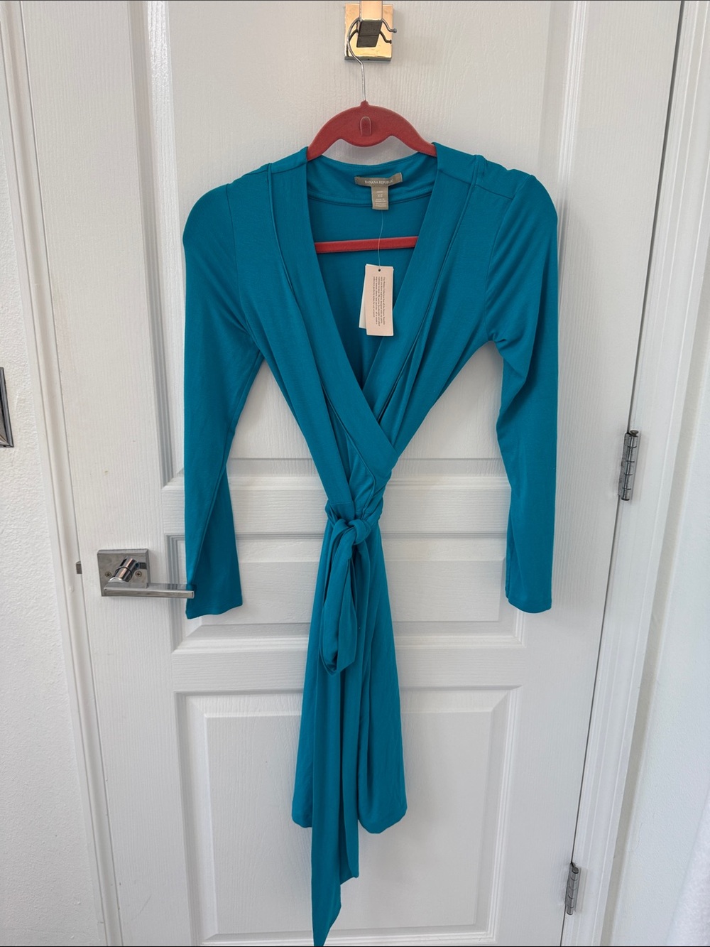 Banana Republic Teal Long Sleeve Wrap Dress PXS